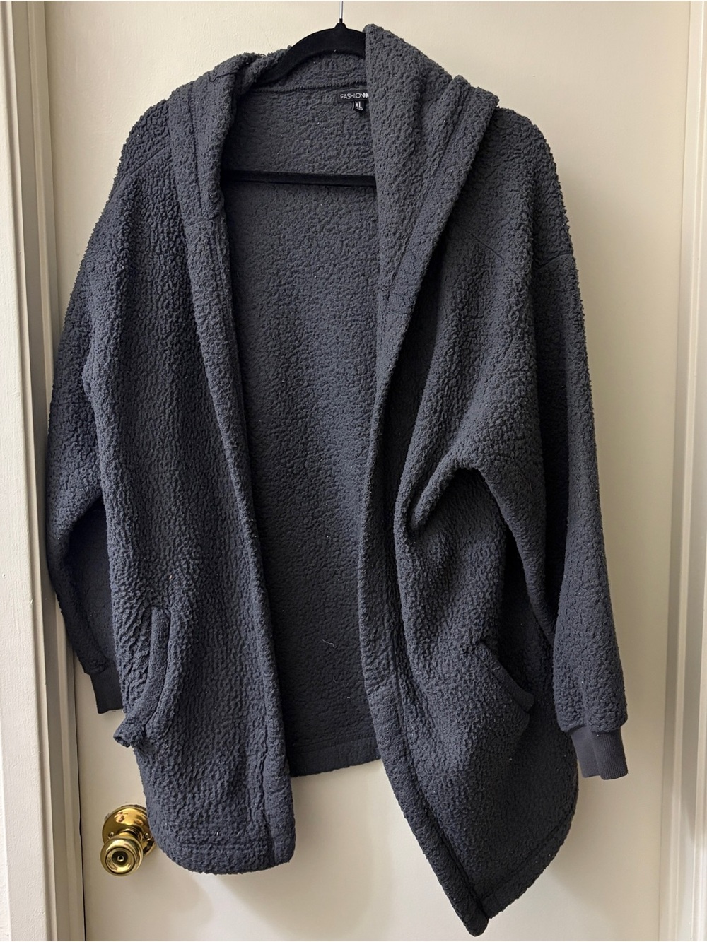Fashion Nova Charcoal Hooded Teddy Coat - Picture 2 of 5